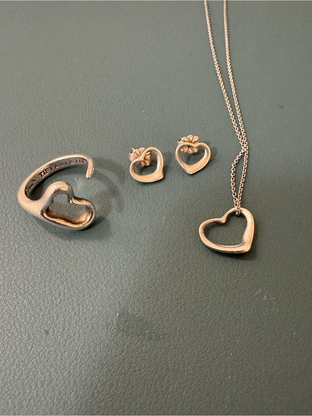 Authentic Tiffany & Co. Elsa Peretti Open Heart Sterling Silver Jewelry Set - Picture 3 of 12